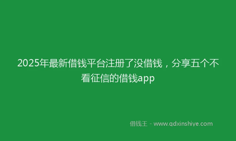 2025年最新借钱平台注册了没借钱，分享五个不看征信的借钱app