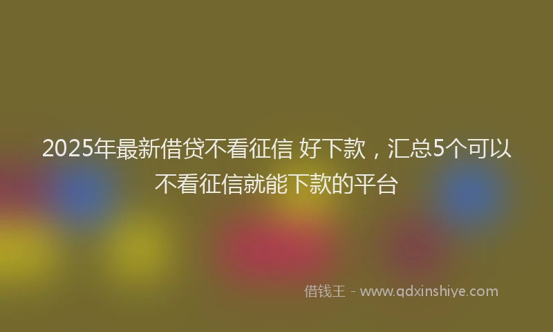 2025年最新借贷不看征信 好下款，汇总5个可以不看征信就能下款的平台