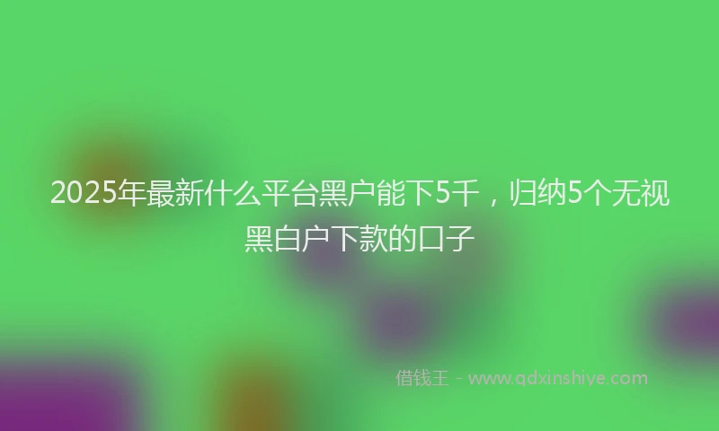 2025年最新什么平台黑户能下5千，归纳5个无视黑白户下款的口子