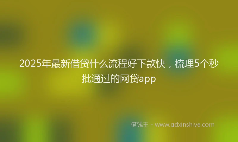 2025年最新借贷什么流程好下款快，梳理5个秒批通过的网贷app
