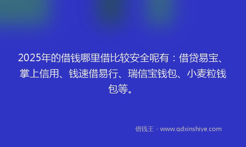 2025年的借钱哪里借比较安全呢有：借贷易宝、掌上信用、钱速借易行、瑞信宝钱包、小麦粒钱包等。