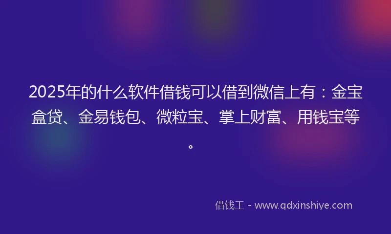 2025年的什么软件借钱可以借到微信上有：金宝盒贷、金易钱包、微粒宝、掌上财富、用钱宝等。