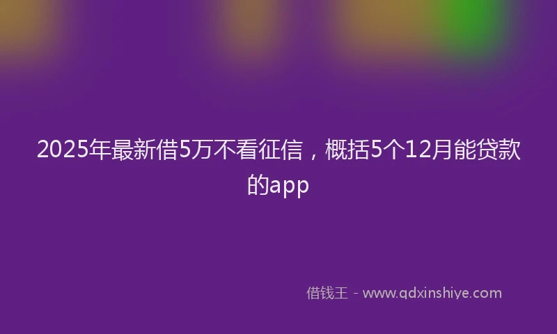 2025年最新借5万不看征信，概括5个12月能贷款的app