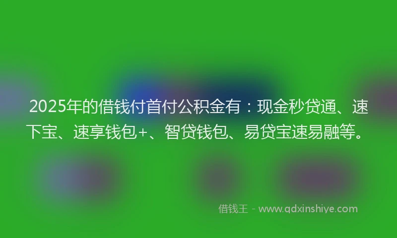 2025年的借钱付首付公积金有：现金秒贷通、速下宝、速享钱包+、智贷钱包、易贷宝速易融等。
