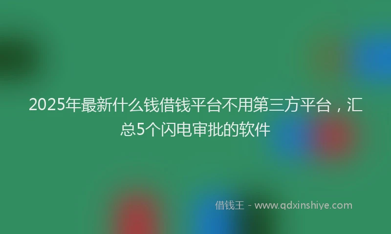 2025年最新什么钱借钱平台不用第三方平台，汇总5个闪电审批的软件