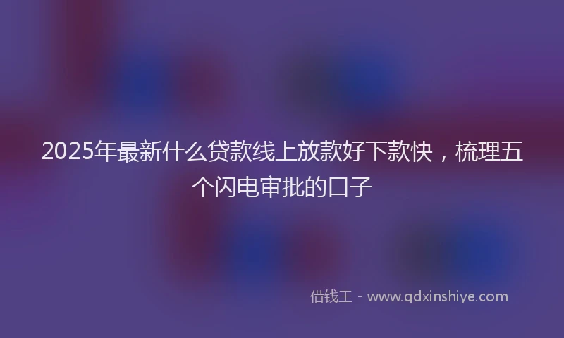2025年最新什么贷款线上放款好下款快，梳理五个闪电审批的口子