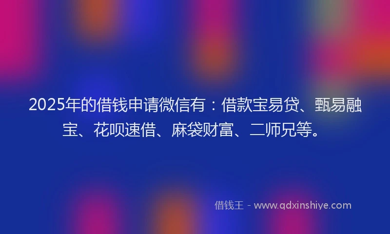 2025年的借钱申请微信有：借款宝易贷、甄易融宝、花呗速借、麻袋财富、二师兄等。
