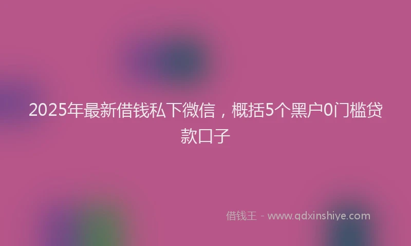 2025年最新借钱私下微信，概括5个黑户0门槛贷款口子