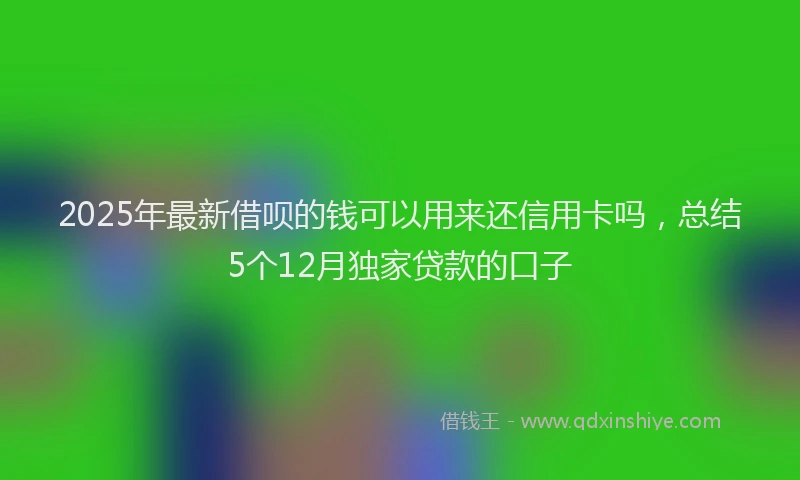 2025年最新借呗的钱可以用来还信用卡吗，总结5个12月独家贷款的口子