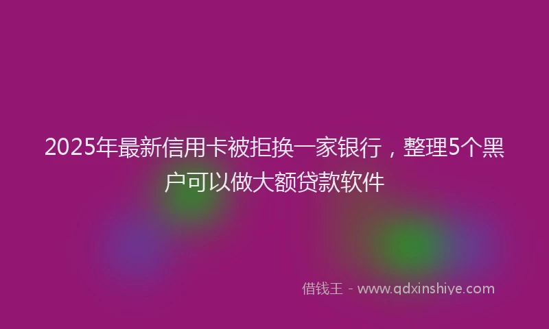 2025年最新信用卡被拒换一家银行，整理5个黑户可以做大额贷款软件