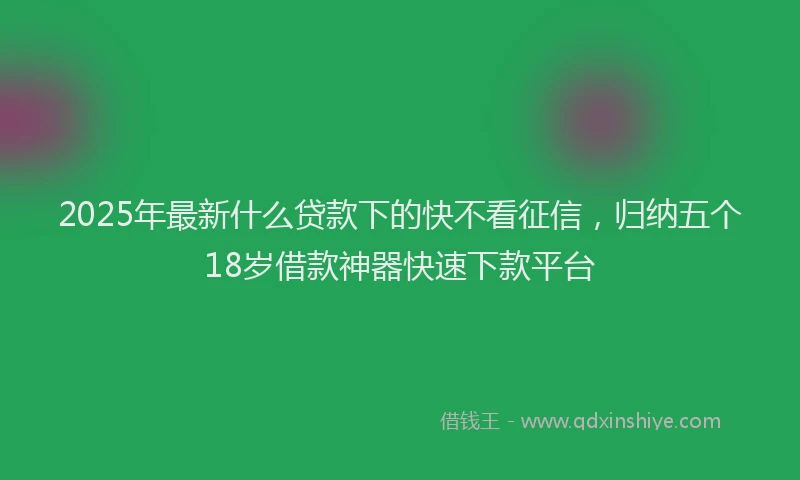 2025年最新什么贷款下的快不看征信，归纳五个18岁借款神器快速下款平台