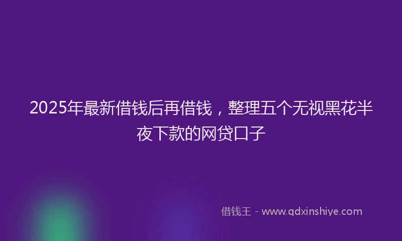 2025年最新借钱后再借钱，整理五个无视黑花半夜下款的网贷口子