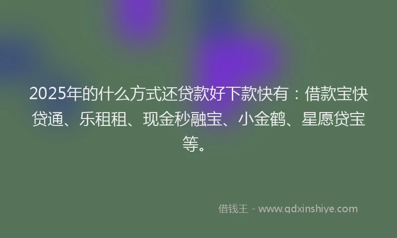 2025年的什么方式还贷款好下款快有：借款宝快贷通、乐租租、现金秒融宝、小金鹤、星愿贷宝等。