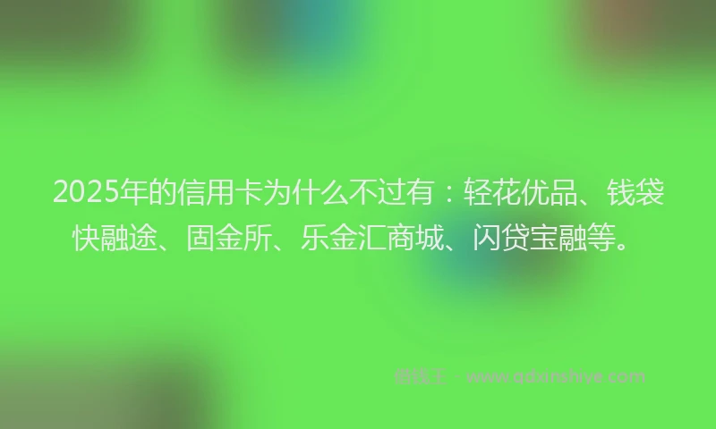 2025年的信用卡为什么不过有：轻花优品、钱袋快融途、固金所、乐金汇商城、闪贷宝融等。