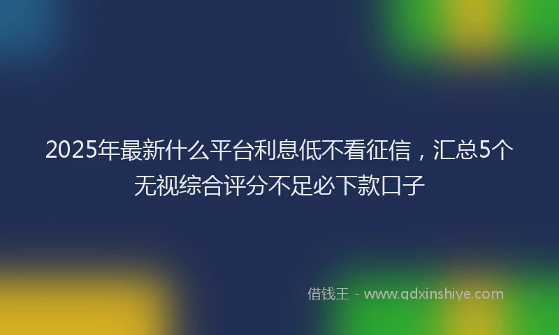 2025年最新什么平台利息低不看征信，汇总5个无视综合评分不足必下款口子