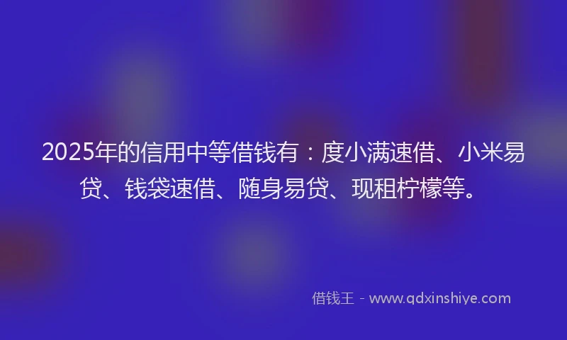 2025年的信用中等借钱有：度小满速借、小米易贷、钱袋速借、随身易贷、现租柠檬等。