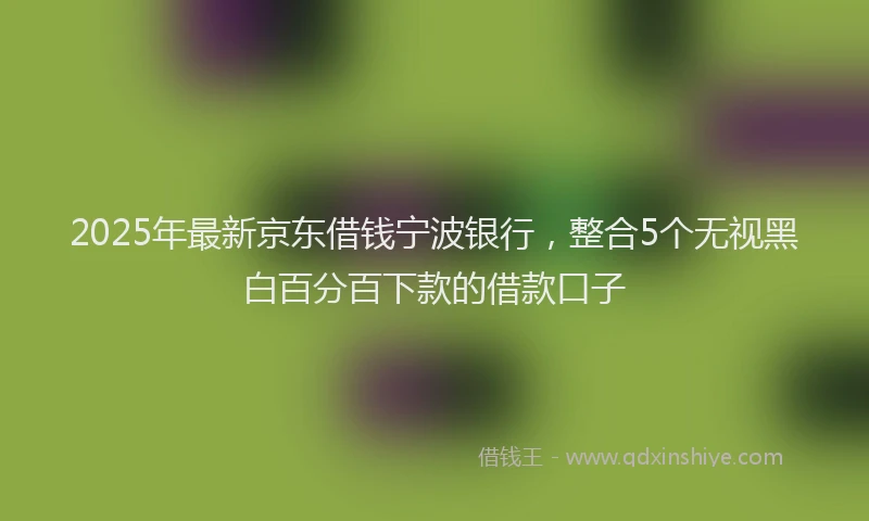2025年最新京东借钱宁波银行，整合5个无视黑白百分百下款的借款口子