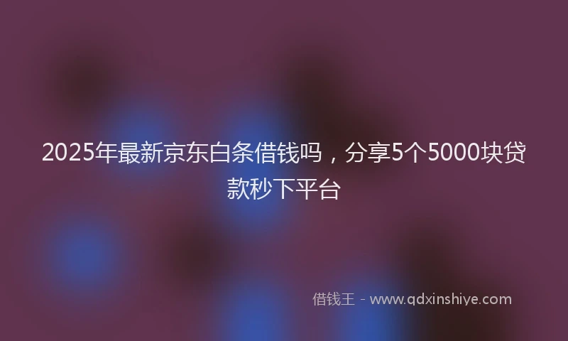 2025年最新京东白条借钱吗，分享5个5000块贷款秒下平台