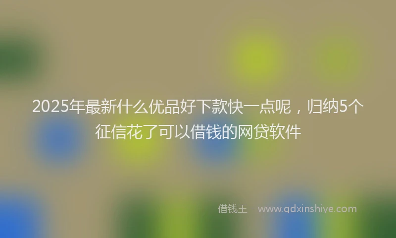 2025年最新什么优品好下款快一点呢，归纳5个征信花了可以借钱的网贷软件