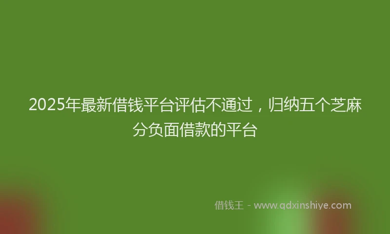 2025年最新借钱平台评估不通过，归纳五个芝麻分负面借款的平台