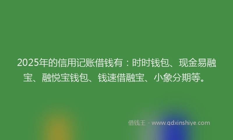 2025年的信用记账借钱有：时时钱包、现金易融宝、融悦宝钱包、钱速借融宝、小象分期等。