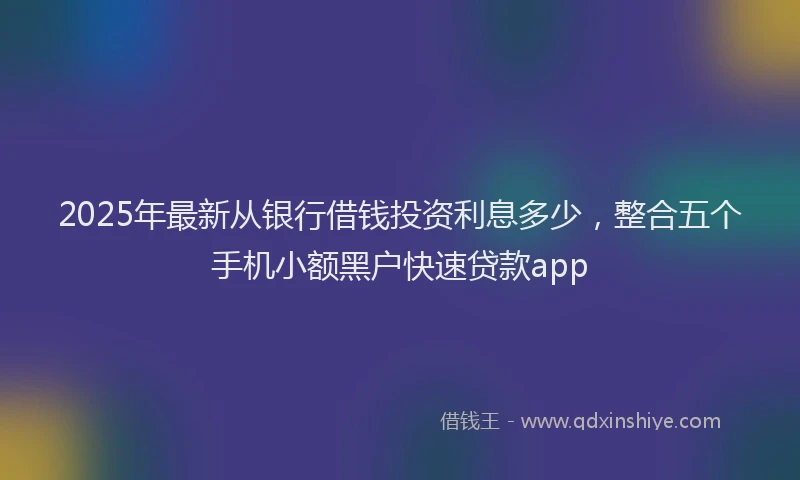 2025年最新从银行借钱投资利息多少，整合五个手机小额黑户快速贷款app