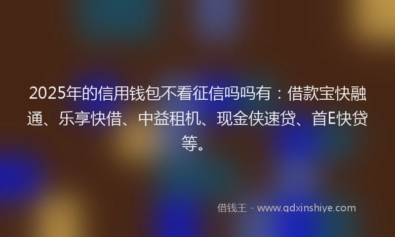 2025年的信用钱包不看征信吗吗有：借款宝快融通、乐享快借、中益租机、现金侠速贷、首E快贷等。