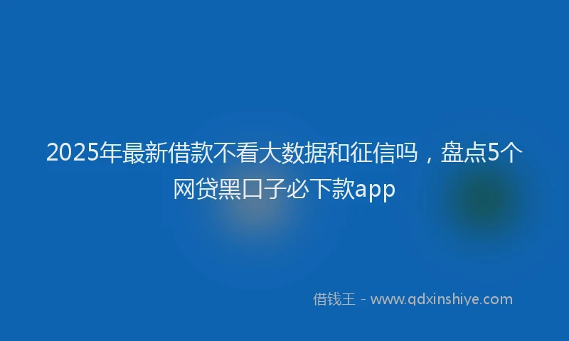 2025年最新借款不看大数据和征信吗，盘点5个网贷黑口子必下款app
