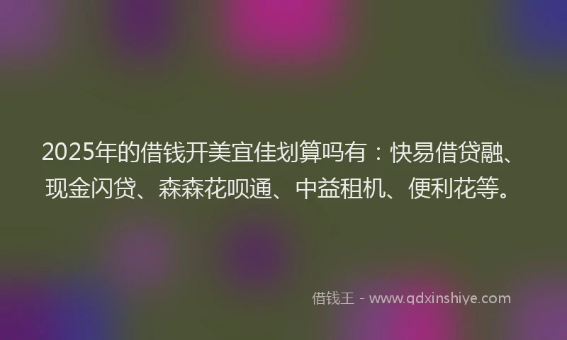 2025年的借钱开美宜佳划算吗有：快易借贷融、现金闪贷、森森花呗通、中益租机、便利花等。