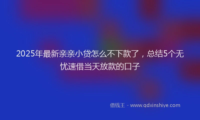 2025年最新亲亲小贷怎么不下款了，总结5个无忧速借当天放款的口子