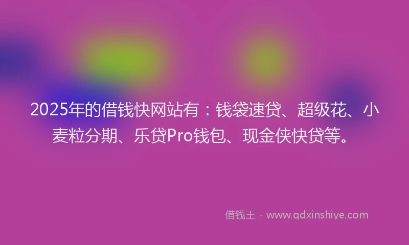 2025年的借钱快网站有：钱袋速贷、超级花、小麦粒分期、乐贷Pro钱包、现金侠快贷等。