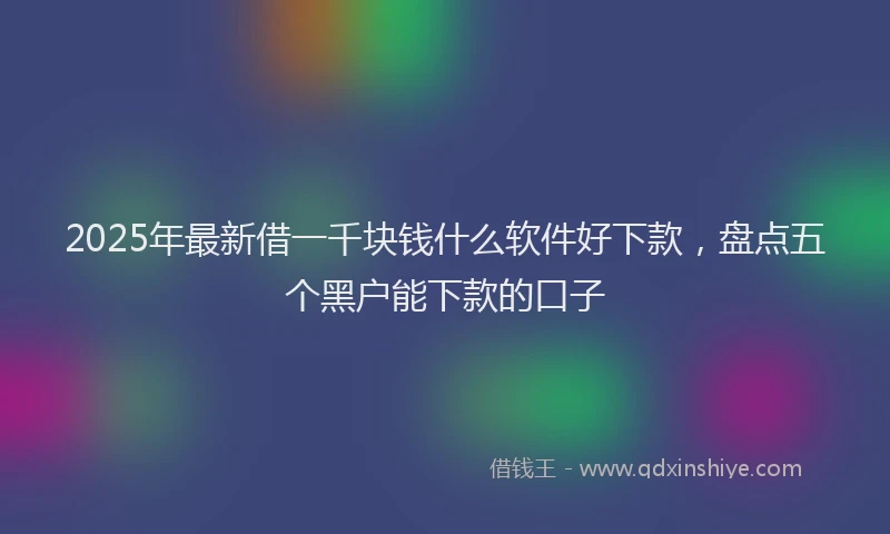 2025年最新借一千块钱什么软件好下款，盘点五个黑户能下款的口子