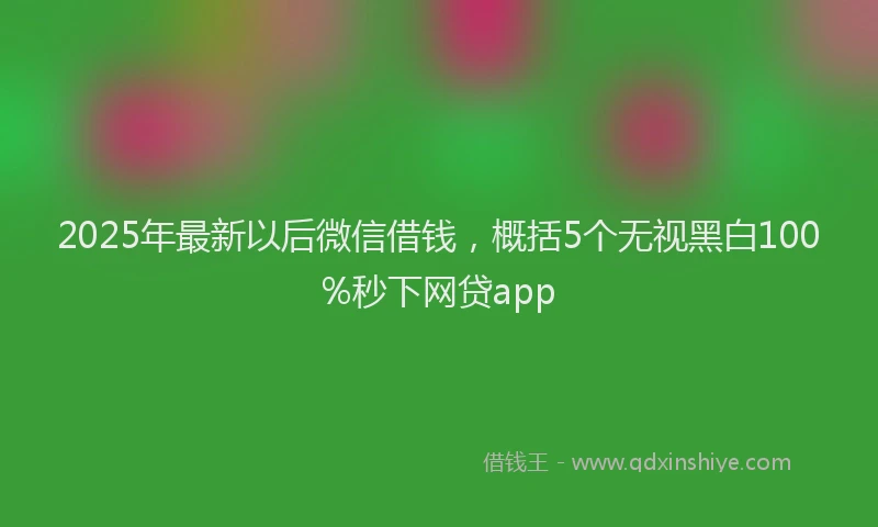 2025年最新以后微信借钱，概括5个无视黑白100%秒下网贷app
