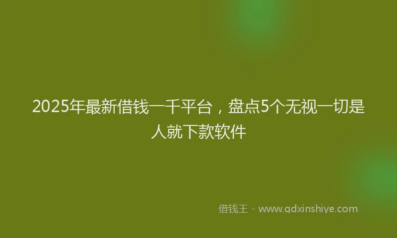 2025年最新借钱一千平台，盘点5个无视一切是人就下款软件