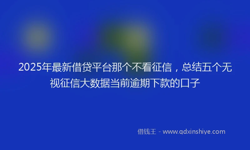 2025年最新借贷平台那个不看征信，总结五个无视征信大数据当前逾期下款的口子
