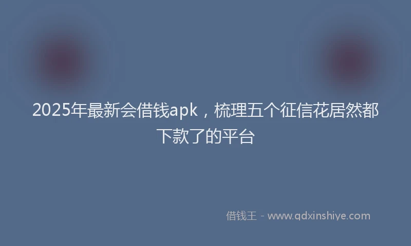 2025年最新会借钱apk，梳理五个征信花居然都下款了的平台