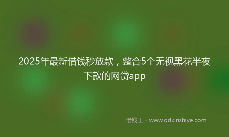 2025年最新借钱秒放款，整合5个无视黑花半夜下款的网贷app