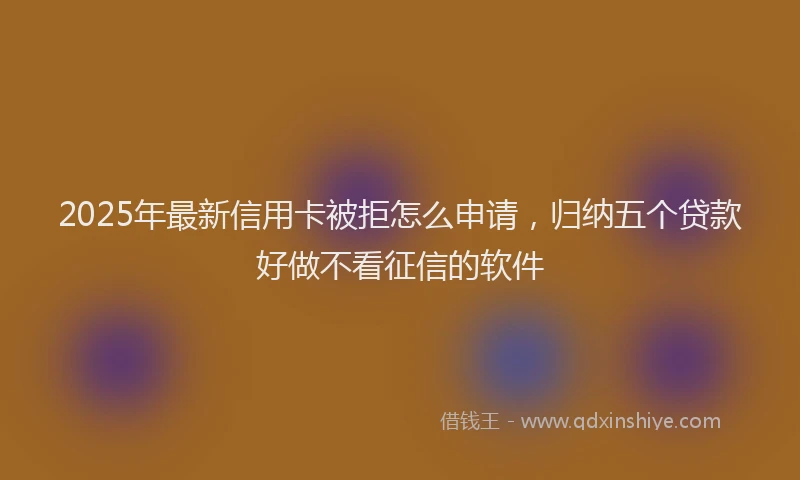 2025年最新信用卡被拒怎么申请，归纳五个贷款好做不看征信的软件