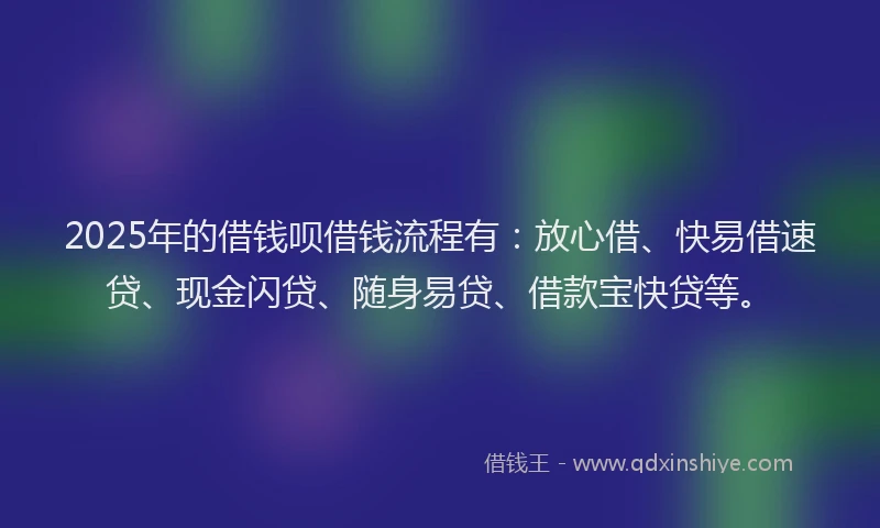 2025年的借钱呗借钱流程有：放心借、快易借速贷、现金闪贷、随身易贷、借款宝快贷等。