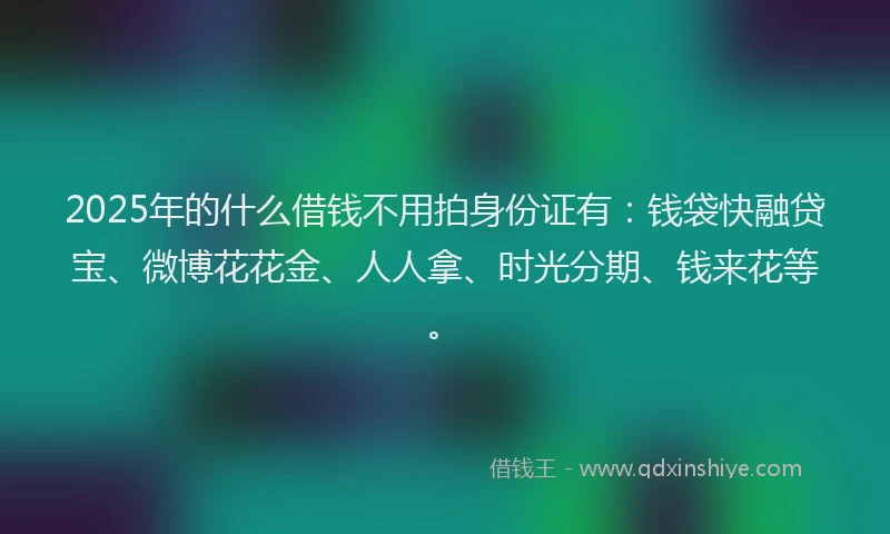 2025年的什么借钱不用拍身份证有：钱袋快融贷宝、微博花花金、人人拿、时光分期、钱来花等。