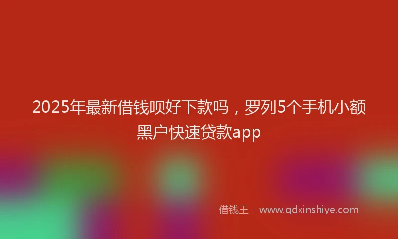 2025年最新借钱呗好下款吗，罗列5个手机小额黑户快速贷款app