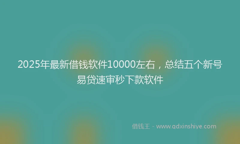 2025年最新借钱软件10000左右，总结五个新号易贷速审秒下款软件