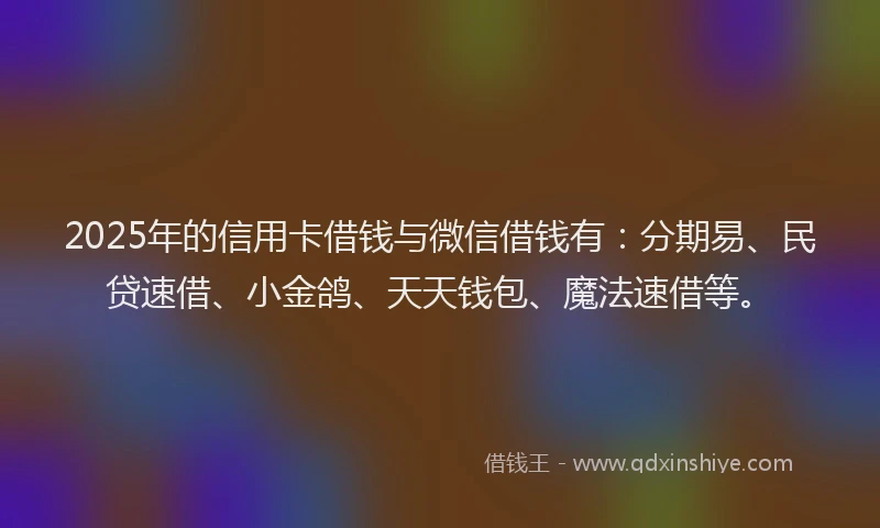 2025年的信用卡借钱与微信借钱有：分期易、民贷速借、小金鸽、天天钱包、魔法速借等。
