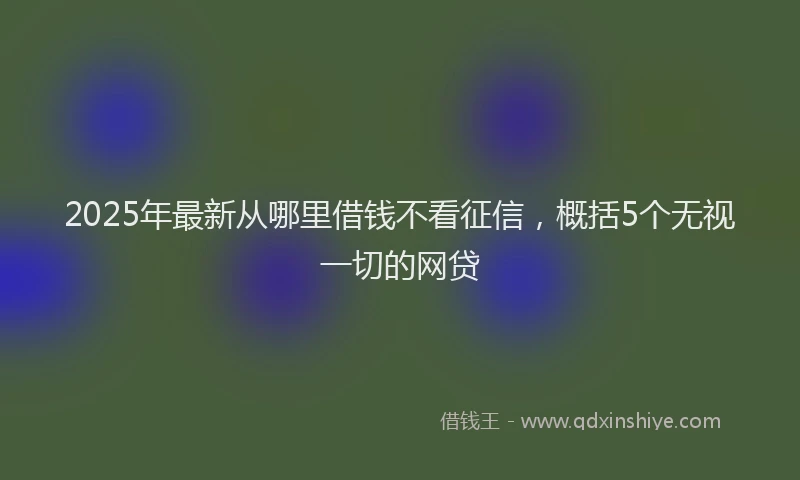 2025年最新从哪里借钱不看征信，概括5个无视一切的网贷