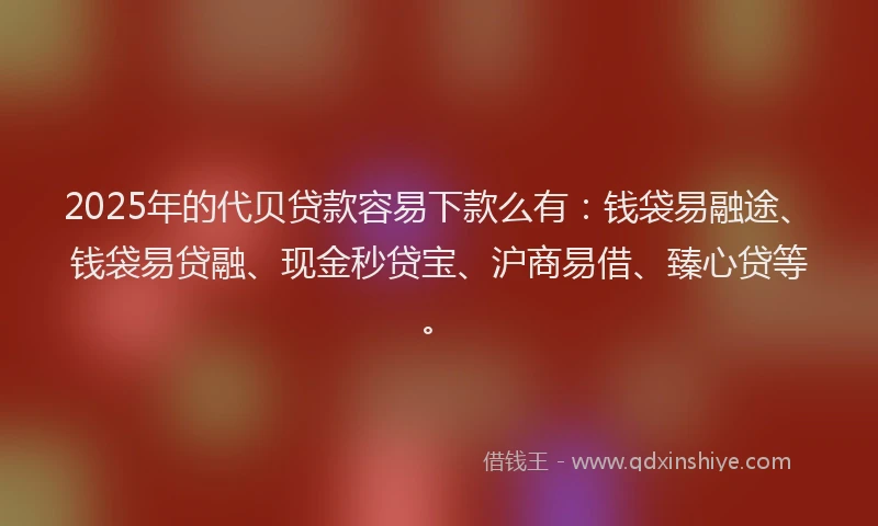 2025年的代贝贷款容易下款么有：钱袋易融途、钱袋易贷融、现金秒贷宝、沪商易借、臻心贷等。