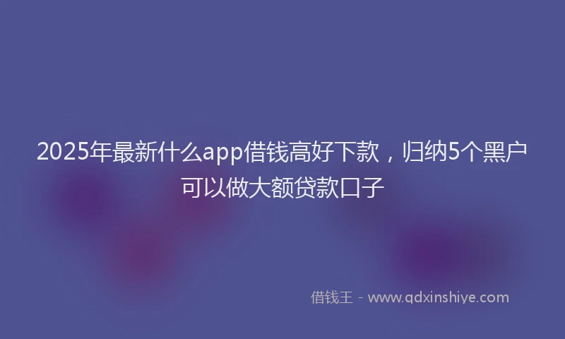 2025年最新什么app借钱高好下款，归纳5个黑户可以做大额贷款口子