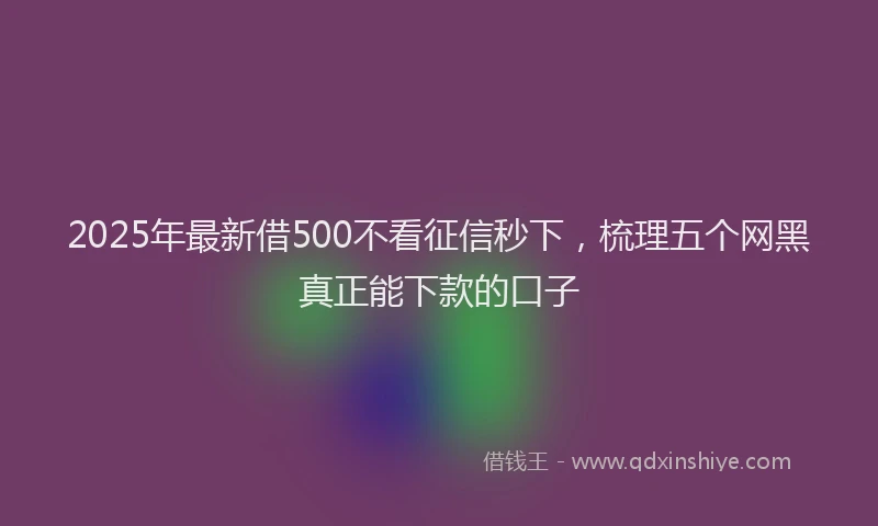 2025年最新借500不看征信秒下，梳理五个网黑真正能下款的口子