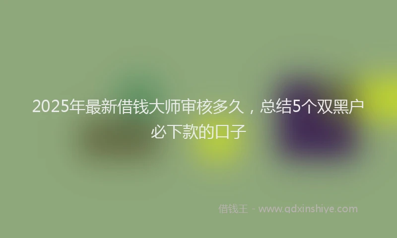 2025年最新借钱大师审核多久，总结5个双黑户必下款的口子