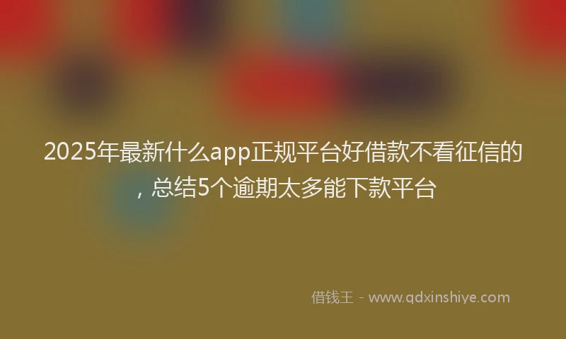 2025年最新什么app正规平台好借款不看征信的，总结5个逾期太多能下款平台