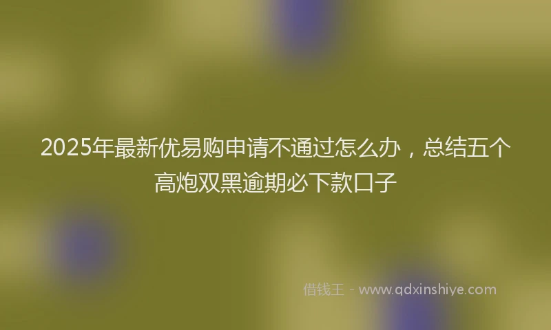 2025年最新优易购申请不通过怎么办，总结五个高炮双黑逾期必下款口子